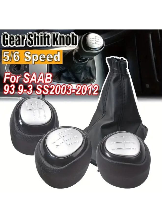 Faux Leather Gear Shift Knob Cover With Dustproof Boot For 5 6 Speed SAAB 9 3 2003 2012 Black - Image 3